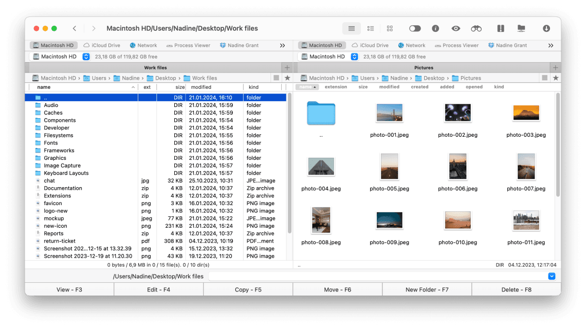 Commander One dual-pane file manager