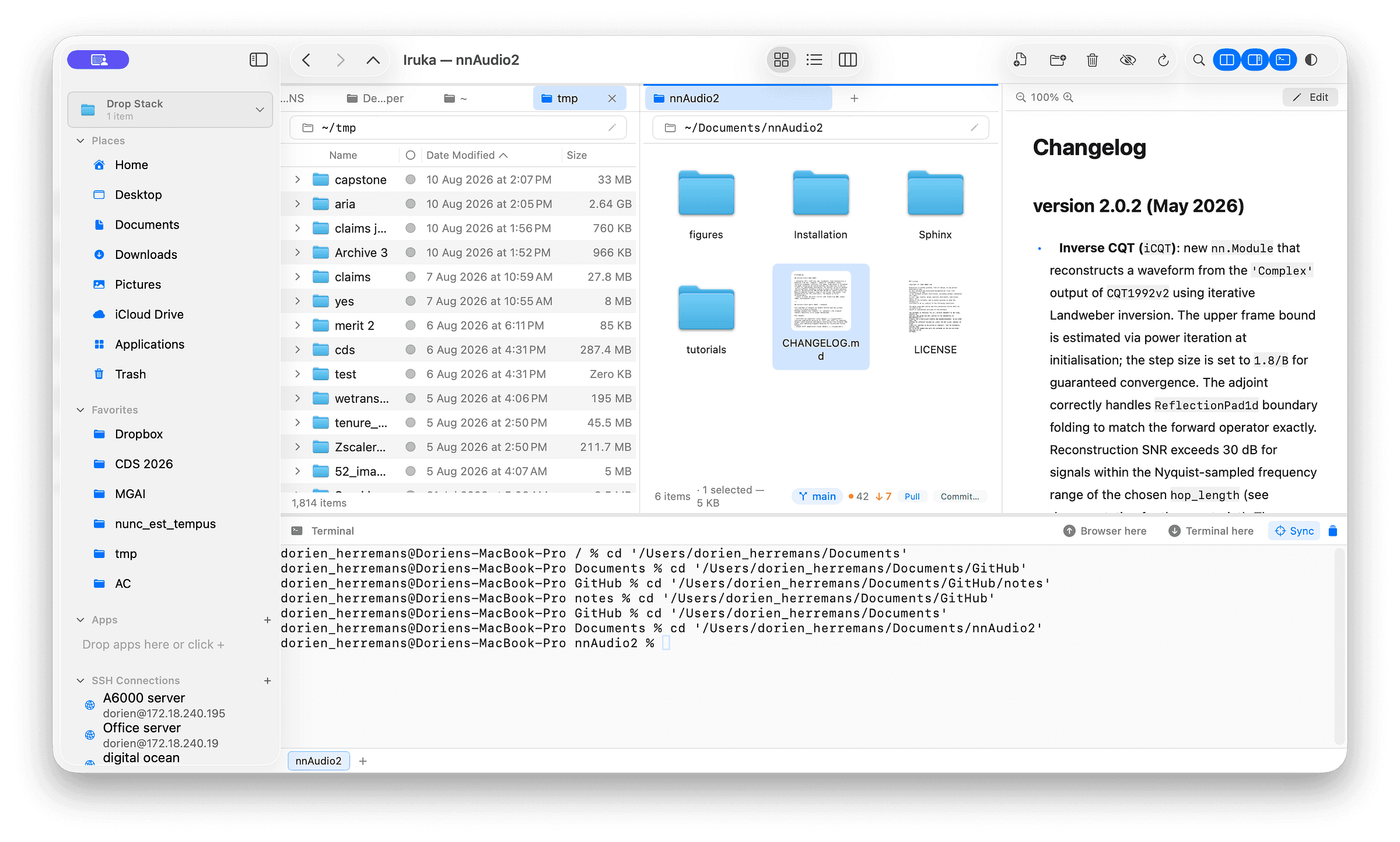 Iruka dual-pane file manager with synced terminal and Markdown preview