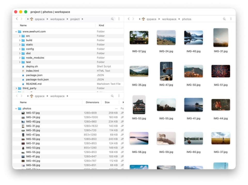 QSpace Pro multi-pane layout